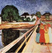 Edvard Munch Four girls on a bridge painting